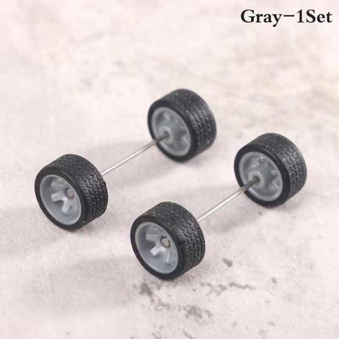 Sliver Wheels Rims Tires Set Alloy 1:64 Wheels,Scale Alloy Wheels Rubber Tires,Model Alloy and Accessories Tires Wheel Rubber...