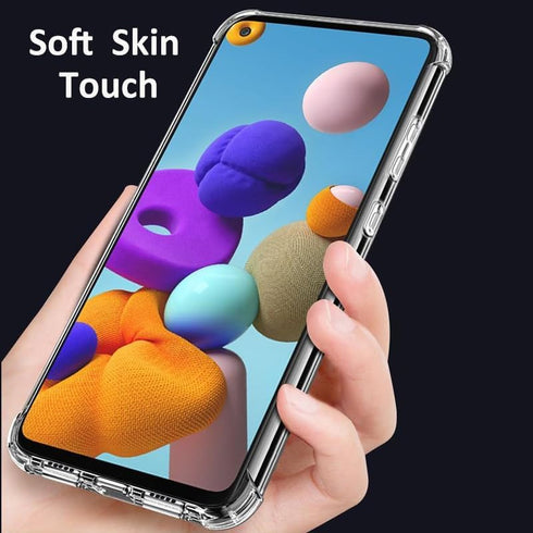 Case for Samsung Galaxy A21S TPU Four Corners Protective Cover Transparent Soft...