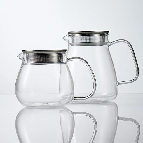 IwaiLoft Glass Teapot with Removable Stainless Steel Filter Lid Stovetop & Microwave Safe Borosilicate Glass Kettle for Loose Leaf, Blooming Tea A...