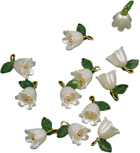 10Pcs White Bell Orchid Pendant,Flower Beads,Bell Flower Spacer Beads,for DIY Jewelry Making, Beading Projects Beading Supplies...