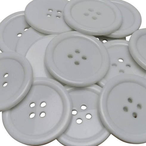 Chenkou Craft Mix Color Plastic Resin Circle Big Button 4 Holes DIY Craft Sewing (White, 1 1/4"(30mm))...