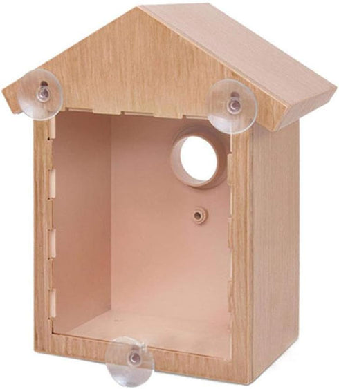 Outdoor Wooden DIY Bird Nest Cage Bird Feeder with Suction Cup Window Decorations...