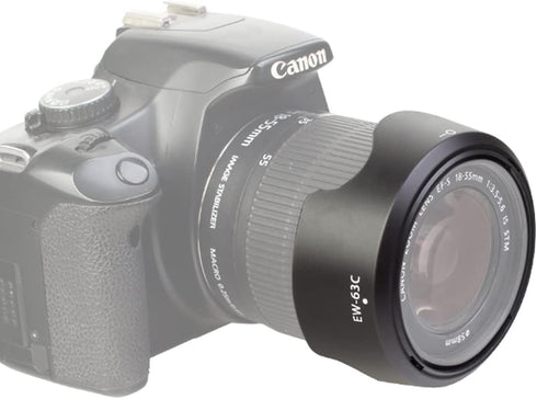 EW-63C Lens Hood for Canon Rebel T7 EF-S 18-55mm f/3.5-5.6 is STM(Not for is II),EF-S 18-55mm F4-5.6 is STM Lens,EOS R8 RF24-50mm F4.5-6.3 is STM ...