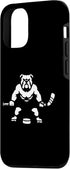 iPhone 15 White Silhouette Dog Bulldog Ice Hockey Player Case...