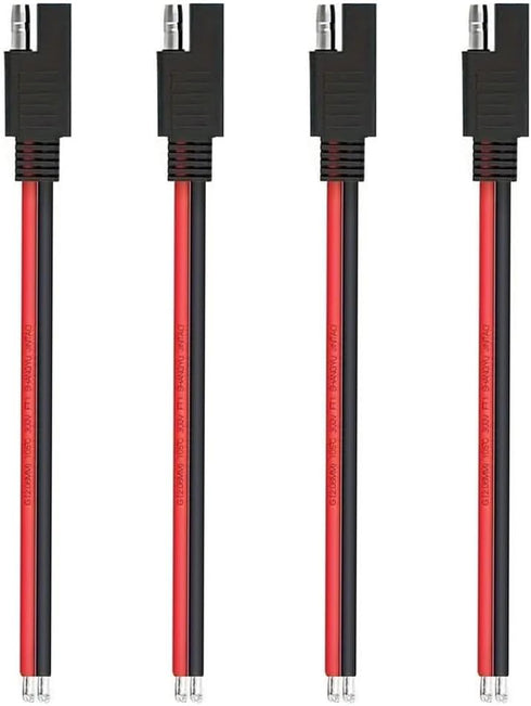 4Pcs SAE Connector 14AWG-12in 2-Pin SAE Single Plug Quick Disconnect SAE Power Extension Cord Suitable for Connecting and transmitting Solar Batte...