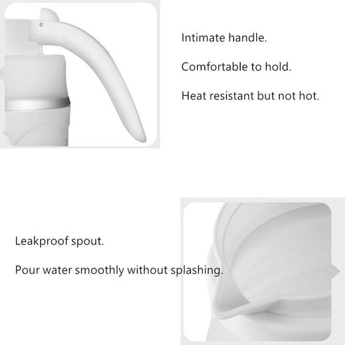 Travel Collapsible Electric Kettle, Silicone Collapsible Heating Water Boiler, Portable Tea Kettle for Coffee Fast Water Boiling Pot with Separabl...
