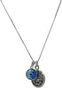 Silver Coin Protection Charm Necklace - 20" Silver Box Chain with Blue Evil Eye Glass Charm - Unisex Pendant for Protection - Includes Cotton Pouc...