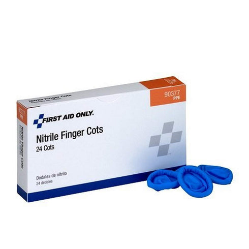 First Aid Only 90377 Nitrile Latex Free Finger Cots, First Aid Kit Refill Supplies for Business, Food Service, and Home, Large, Box of 24...