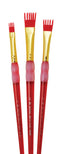 BK693 Big Kids Choice Flat Golden Taklon Hair Acrylic Plastic Wisp Brush Set, Red (Pack of 3), Assorted...