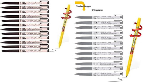 Xeno Slim Ball Point Pens - Baby Mikey Black Color 0.38 mm (Pack of 12) With twistable pencil...
