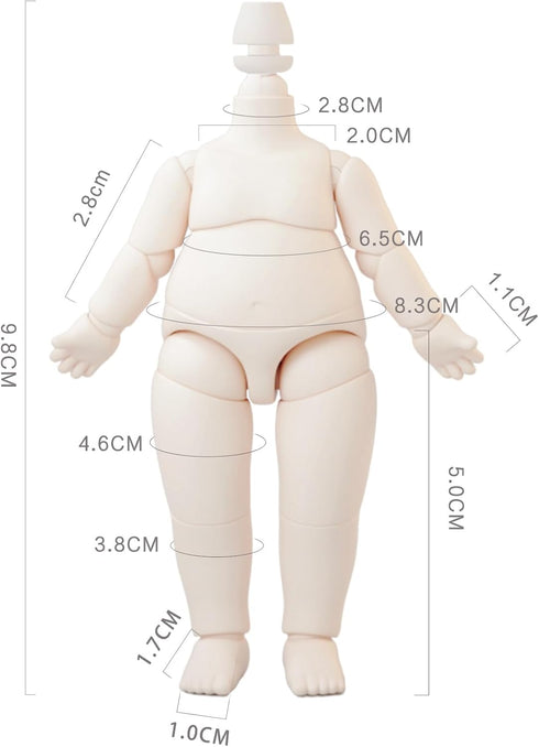 YMY Pear shaped Doll Body 1/12 scale Cute fat Action figure Suitable for YMY 1/12 1/8 BJD GSC doll head ?Honey Peach?...