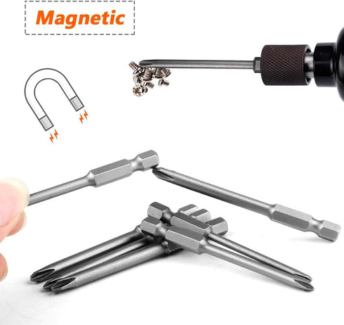 Mesee 8Pcs Long Cross Head Screwdriver Bits with 1/4 Inch Hex Shank, Magnetic Phillips Screwdriver Bit Set Screw Drill Bit Accessory Tool, 75mm Le...