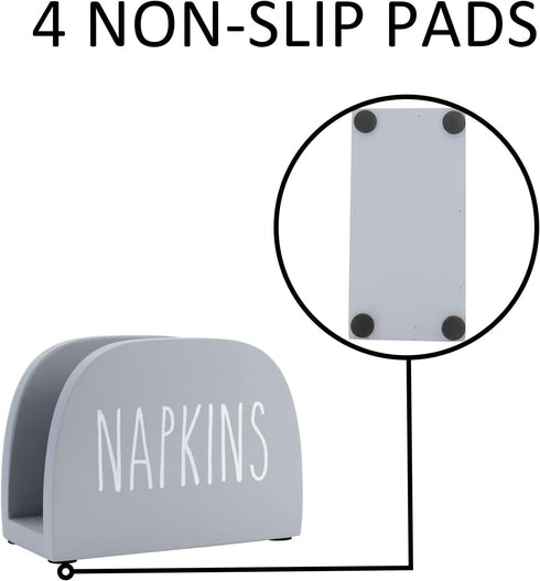 Napkin Holder Solid Real Wood Farmhouse Freestanding Paper Napkin Storage Dispenser for Kitchen Countertop, Dining Table Decor, 6 x 4 inch, Gray...