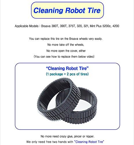 Braava 380t Compatible Tires/Tread/wheels/rubber/320/321/375t/390t/Mint Plus 5200/4200/available Tyres/iRobot(1pack=2pcs) tire/tyre/treads/Wheel/R...