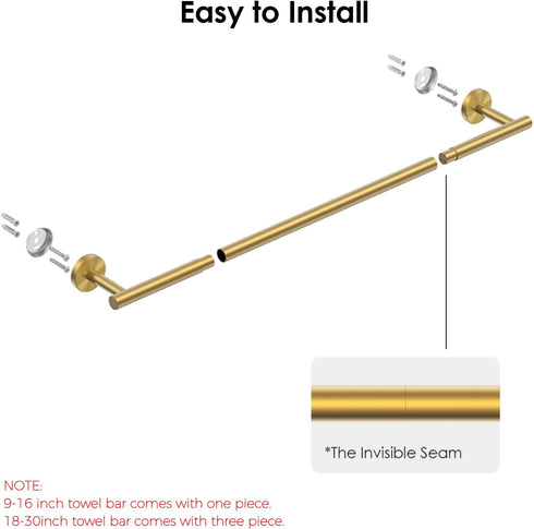 FORIOUS Towel Bar 10 Inch Center to Center, Brushed Gold Bathroom Towel Rack 304 Stainless Steel, Wall Mounted Towel Holder for Bathroom, includes...