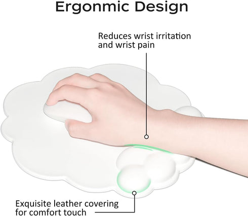 JIKIOU Mouse Pad Wrist Support with Leather Surface,Cloud Wrist Rest Mousepad with Memory Foam,Non-Slip PU Base Mouse Pad for Home Office Laptop M...
