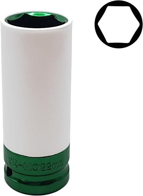22mm 1/2" Drive Wheel Protector Impact Socket, Lug Nut Impact Socket, Non-Marring Lug Nut Thin Wall Deep Socket, Wheel Protector Impact Socket, Th...
