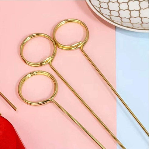 H&W 12''L Golden Ring Loop Round Shape Card Holders 40PCS Floral Picks Clips for Wedding & Flower Arrangements, DIY Craft Wire Clip Table Card Hol...