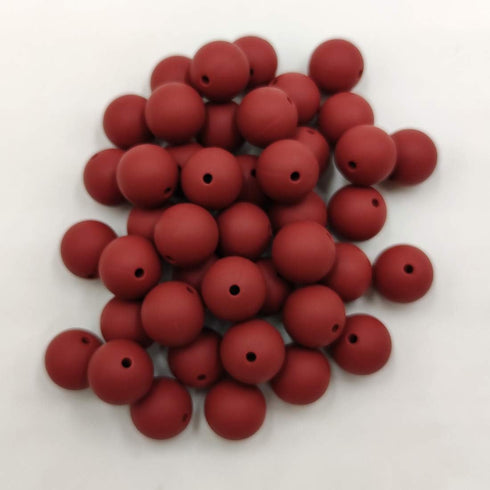 101pcs 15mm Silicone Round Beads for Keychain Making Maroon Color Silicone Pearl Rubber Spacer Beads Accessory Kit for DIY Pens Handmade Mom Neckl...