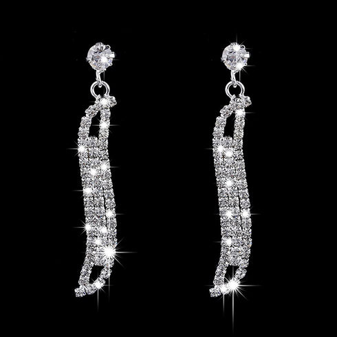 Bride Wedding Crystal Necklace Earrings Set Silver Bridal Choker Necklaces Jewelry for Women and Girls...