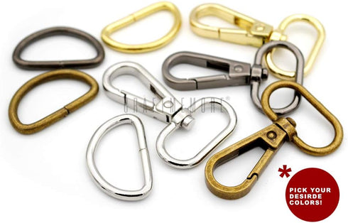 CRAFTMEMORE 10 Sets Silver Snap Hooks Lobster Clasp Swivel Push Gate Fashion Clips with D Rings Craft FSD1 (1 Inch)...