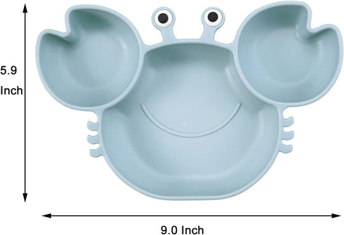 PandaEar 2 Pack Silicone Suction Plate for Baby, Divided Unbreakable Toddler Food Plate with 2 Pack Spoons for Self Feeding, Toddler Utensils Feed...