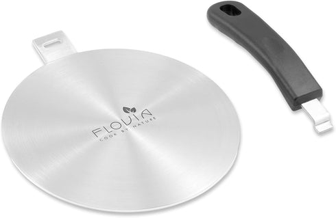 5.5inch Stainless Steel Induction Cooktop Adapter Plate, Heat Diffuser for Glass and Electric Cooktop, Detachable Handle...
