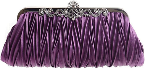 KESYOO trendy handbags wallet clutch Cocktail Evening Handbags party bag for wedding Satin Pleated Bag purse handbag clutch bag purple dinner part...