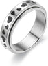 COLORFUL BLING 4 Piece Stainless Steel Spinner Band Ring Set Hypoallergenic Relieving Stress Moon Star Heart Sand Blast Finish Wedding Ring...