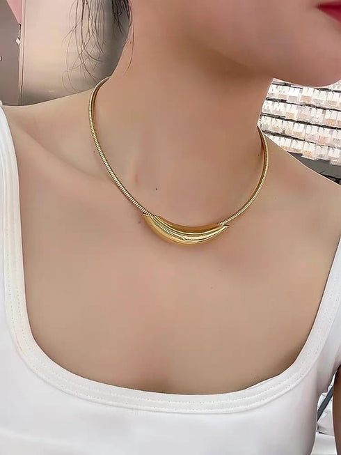 Dtja Chunky Choker Chain Necklace for Women Titanium Steel 18K Gold Plated Thick Round Snake Chain Necklaces Fashion Chic Minimalist Jewelry Gift ...