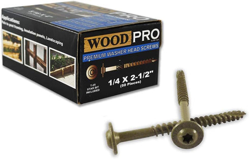 ST14X212-50PC 1/4-Inch by 2-1/2-Inch Length Round Washer Head Exterior Wood Screws, 50-Pack...