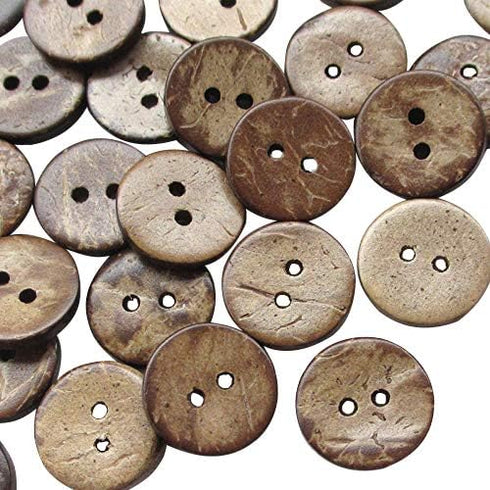 Chenkou Craft 100pcs 5/8"(15mm) Brown Natural Coconut Shell Coco Button 2 Holes Craft Clothe Sewing (5/8"(15mm))...