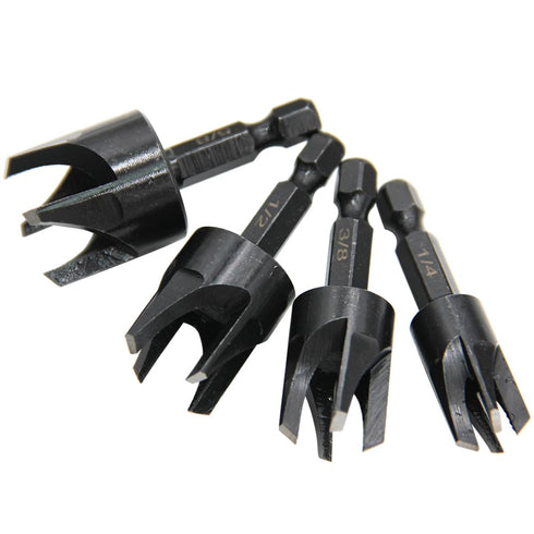 8Pcs Wood Plug Cutter, Carbon Steel Straight and Taper Claw Drill Bit Set Woodworking Hole Saw Cutting Tool 1/4" 3/8" 1/2" 5/8" (Metric 6mm 10mm 1...