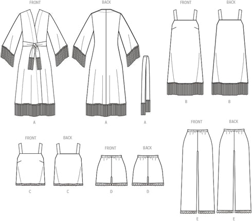 McCall's Easy-to-sew Misses' Sleepwear Robe, Dress, Top, Shorts, and Pants Sewing Pattern Packet, Design Code M8392, Sizes 18-20-22-24-26...