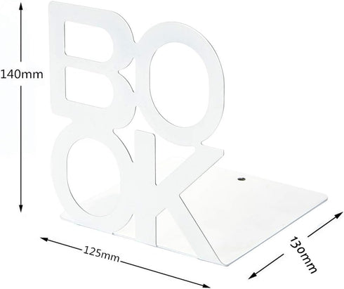 Book Ends - Decorative Metal Book Ends Supports for Bookrack Desk,Books, Unique Appearance Design,Heavy Duty (White)...