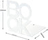 Book Ends - Decorative Metal Book Ends Supports for Bookrack Desk,Books, Unique Appearance Design,Heavy Duty (White)...