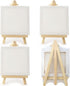 WYBG 4 Pieces Mini Canvases for Painting with Easel Set, 3x3 Inch Stretched White Blank Canvas Panels Wood Easels Small Canvas with Easel Small Ca...