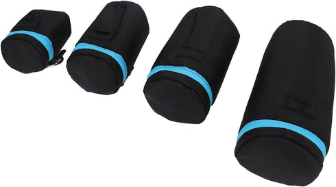 4Pcs Camera Lens Pouch, DSLR Camera Lens Pouch Neoprene Waterproof Lens Bag Zipper Bag with Metal Hook for Camera Lens...
