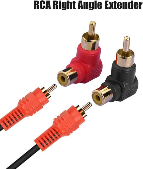 RCA 90 Degree Adapter, 6Pcs Right Angle RCA Adapter Gold Plated RCA Male to RCA Female Connectors for Tight Space...
