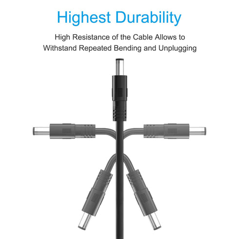 3Packs DC Power Pigtail Cable,DC Barrel Plug Connector 2.1mm x 5.5mm DC Male Plug to Bare Wire Open End Power Wire Supply Repair Cord for CCTV Sec...