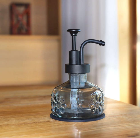 Glass Soap Dispenser for Kitchen and Bathroom Countertop, Smooth Action Pump Refillable Wash Hand Liquid, Dish Detergent, Farmhouse Style with Cyl...