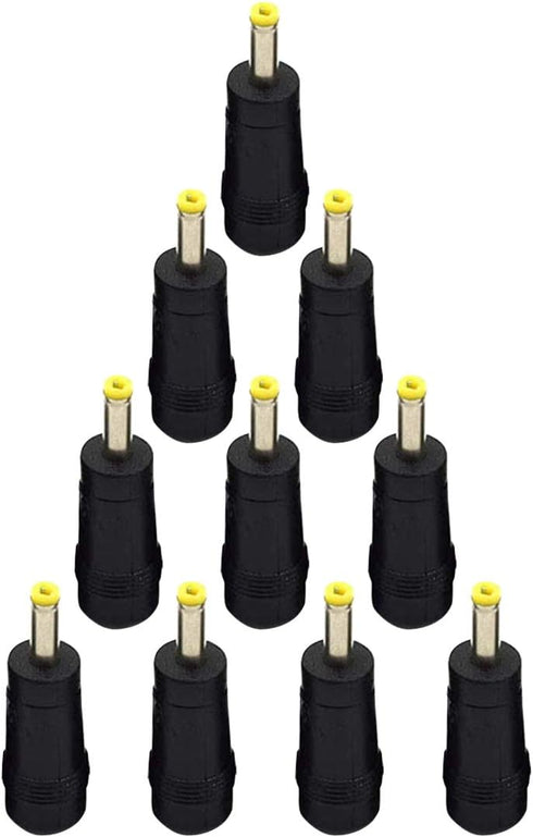 10Pcs Yellow Tip 4.0x1.7 mm Male Plug to 5.5x2.5mm Female Jack DC Power Connector Black...