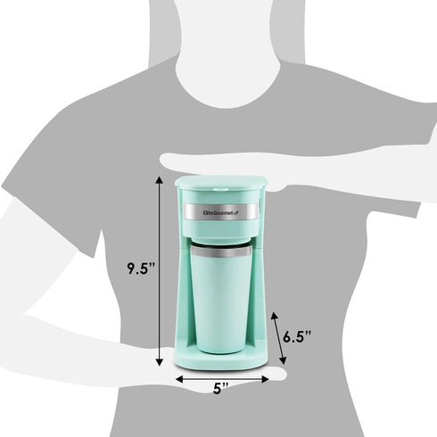 Elite Gourmet EHC117M Personal Single-Serve Compact Coffee Maker Brewer Includes 14Oz. Thermal Travel Mug with Stainless Steel Interior, Compatibl...
