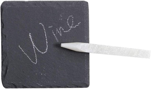 Slate Stone Drink Coasters - Set of 5 Square Black Natural Edge Stone Drink Coasters for Bar and Home- 4" x 4"...