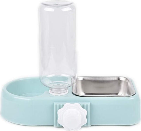 Cage Dual Bowl, Crate Hanging Double Dog Cat Bowls, Pet Water and Food Bowl Set with Automatic Water Dispenser Bottle Detachable Stainless Steel B...