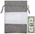 12-Pack X-Large Linen Burlap & Organza Gift Bags w. Drawstrings (7.5x11.5 in, Gray) - Party Favors, Presents, Samples & Treats Mesh Pouch by The D...