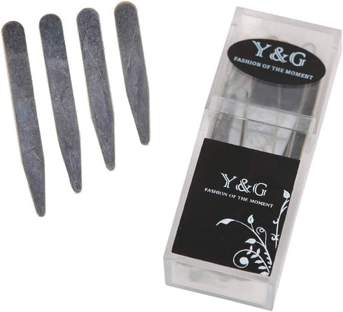 Y&G Men's Fashion Various Quantity/Sizes Set Metal Collar Stays for Mens in a Clear Plastic Box...