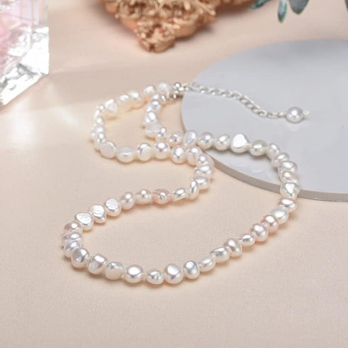 5-6MM AAA Natural Freshwater Pearl Necklace 925 Sterling Silver Clasp Handmade Fashion Jewelry for Women Adjustable Pearl Necklace Gift 16 Inches...