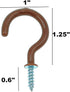 Cup Ceiling Hooks,Medium Size Vinyl Coated Screw-in Open Hooks Hangers(50pcs,1.25 inches,Brown)...