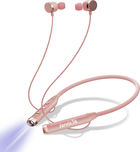 Flashlight Wireless Headphones Neck Reading Light Bluetooth HQ Sound USB-C Fast Charging Long Battery Life Use Anytime Anywhere (Pink)...